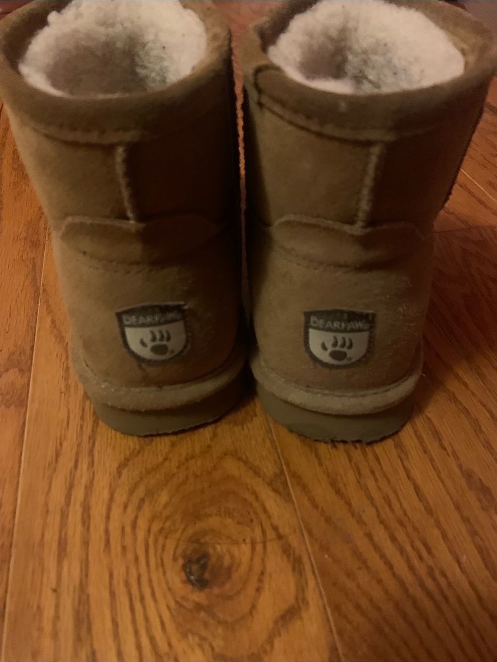 BearPaw Kids Tan Suede Shearling Booties